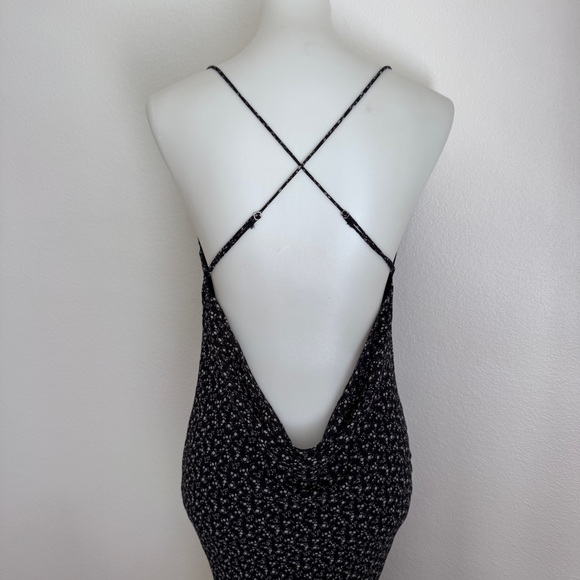 JLUXLABEL Black and White Floral Open Back Cowl Neck Slip Maxi Dress Size Small - Picture 9 of 12